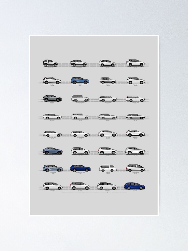 Thumbnail 1 of 3, Poster, Toyota T&N (3/4 Shuttles Blue) "Toyota Then and Now" MY2025 designed and sold by thelastlugnut.