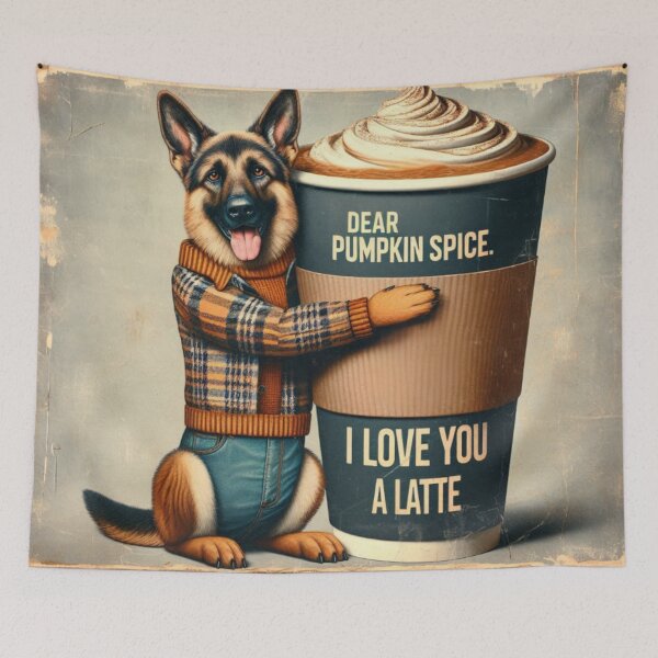 Item preview, Funny German Shepherd Fall "Dear Pumpkin Spice, I love you a Latte" designed and sold by TheDogOnIt.