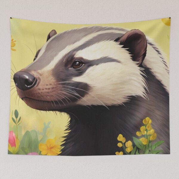 Item preview, Honey Badger Flower Art Painting designed and sold by ChaosReigns91.