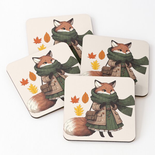 Item preview, Cozy Autumn Fox Leaves - Fall Colours Winter Gift designed and sold by InkyGenies.