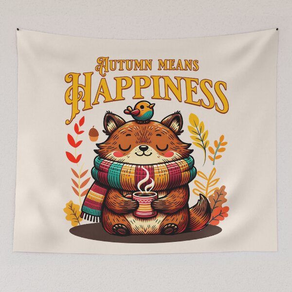 Item preview, Autumn Means Happiness Cozy Fox Leaves - Fall Colours Winter Gift designed and sold by InkyGenies.