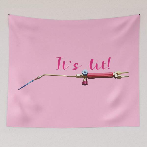 Item preview, It's lit! girly pink jewelry torch soldering tools lady metalsmith humor meme t-shirt designed and sold by MetalicBabe.