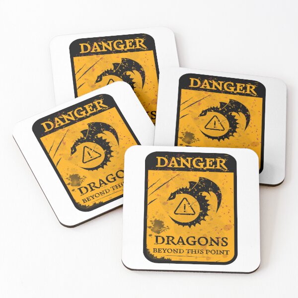 Item preview, Weathered Danger: Dragons Beyond This Point Grunge Sign designed and sold by CatchiBatchi.