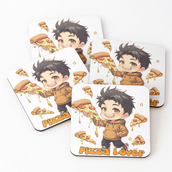Item preview, Chibi cute kawaii boy loves eating pizza  designed and sold by Snackwear Apparel.