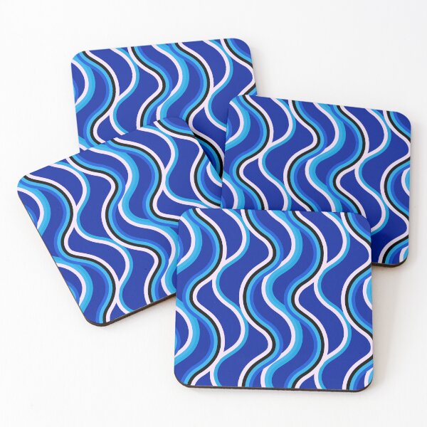 Item preview, Retro 1960s Blue, Aqua, And White Waves Pattern  designed and sold by DEC02.