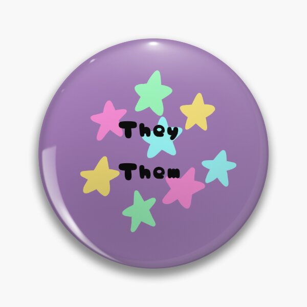 Item preview, They/them pronoun pin designed and sold by OnyxTrinkets.