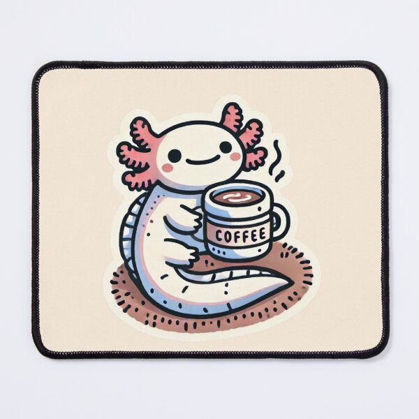 Item preview, Cozy Axolotl Holding A Coffee designed and sold by Bug-and-Dove.