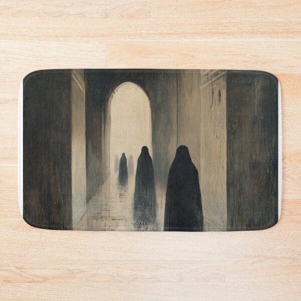 Item preview, Mystical Corridor - Atmospheric Abstract Art with Gothic Figures designed and sold by oceanwindprints.
