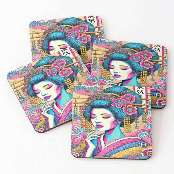 Item preview, Vibrant Pop Ukiyo-e Geisha Art designed and sold by SakuraJapanArt.
