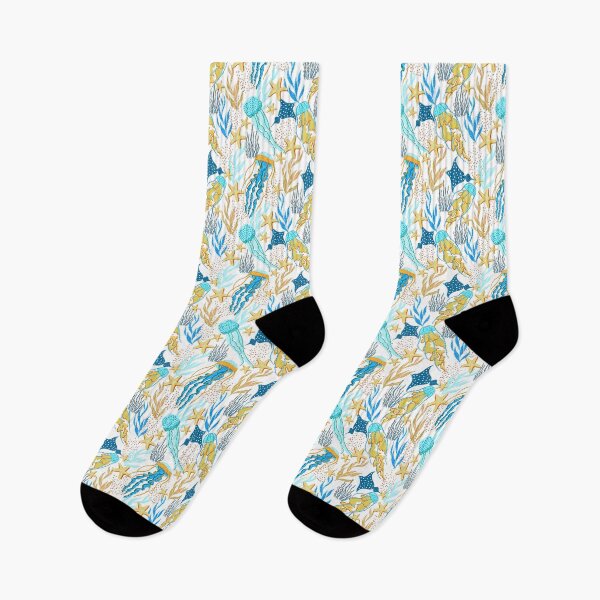 Item preview, Jelly fish in the ocean- blue, yellow designed and sold by Kaushlydraw.
