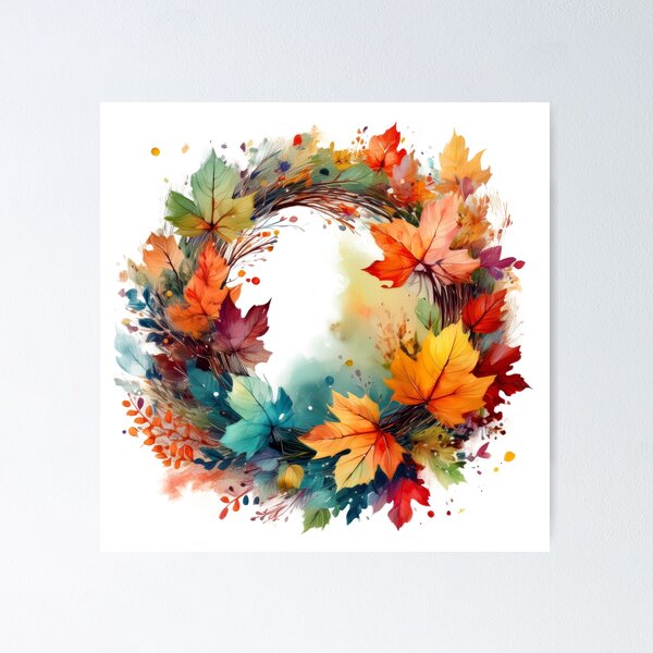 Item preview, watercolor autumn wreath designed and sold by larmadesigns.