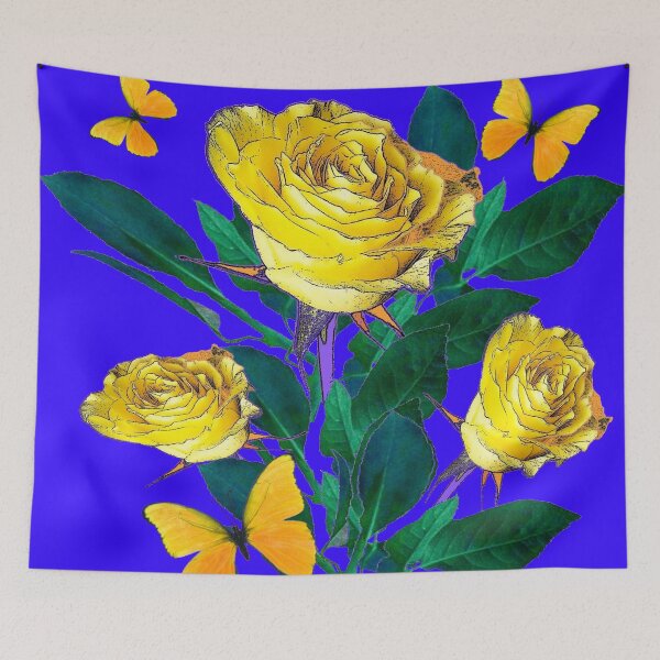 Item preview,  ROSES & YELLOW BUTTERFLIES INDIGO PURPLE VIGNETTE ABSTRACT designed and sold by sharlesart.