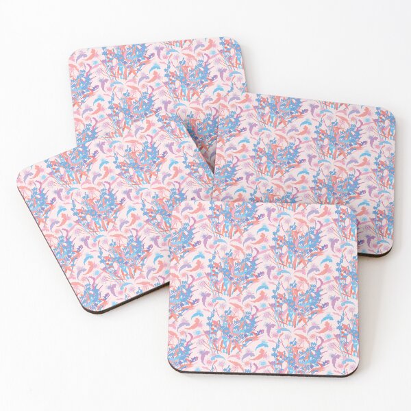 Item preview, Australian flower arrangement pattern coral pink blue purple designed and sold by blueidesign.