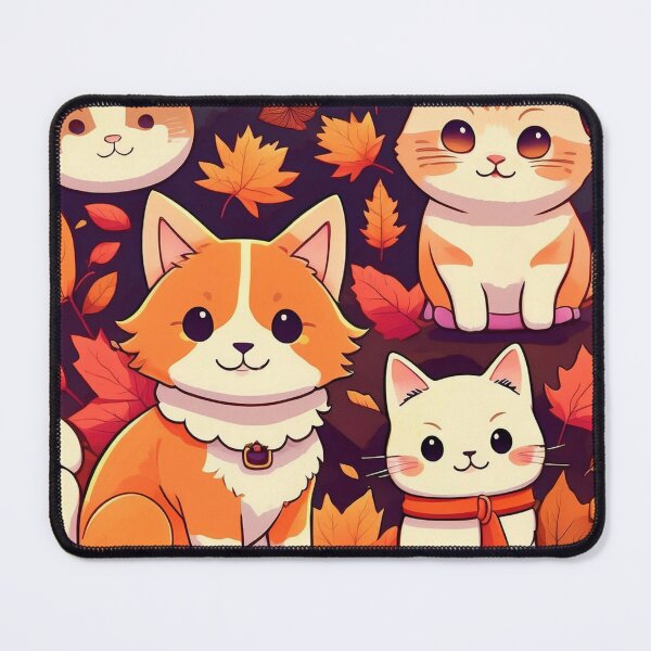 Item preview, “Autumn Pals: Adorable Cartoon Cats and Dog Among Fall Leaves” designed and sold by EidansEmpire.