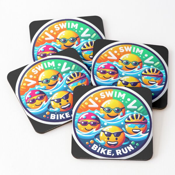 Item preview, Swim, Bike, Run Emoji Faces - Playful Triathlon Icons designed and sold by Triathlongram.
