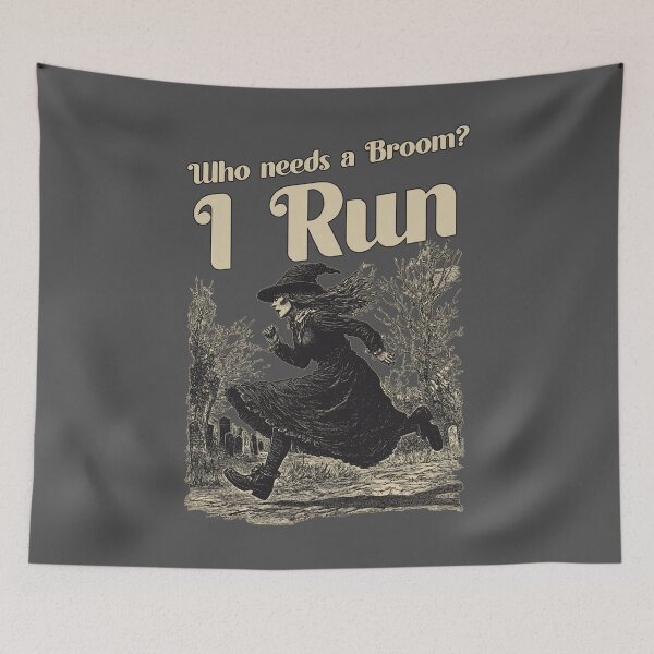 Item preview, Who Needs a Broom I Run Witch Halloween Running Marathon Runner designed and sold by trendyzcom.