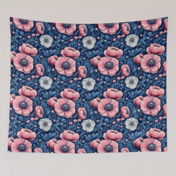 Item preview, Estampado floral azul marino y azul designed and sold by Deepestblue.