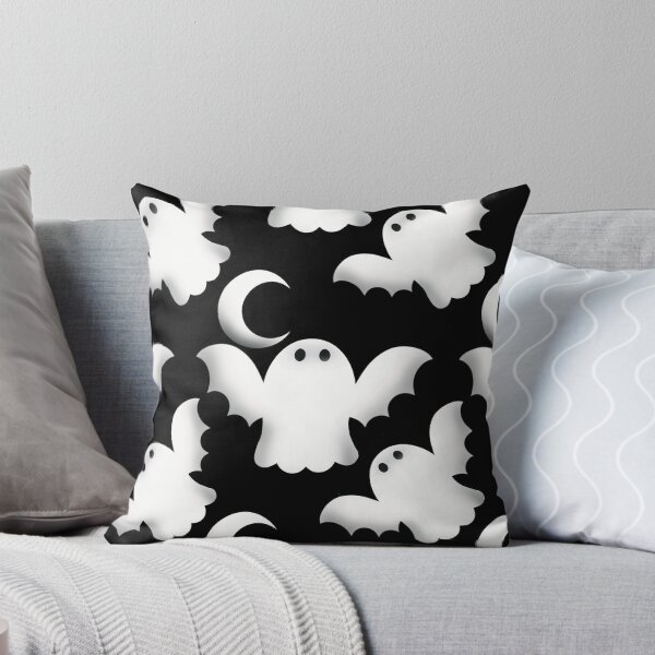 Item preview, Cute Halloween Ghost and Moon Pattern on Black designed and sold by Artistestella.