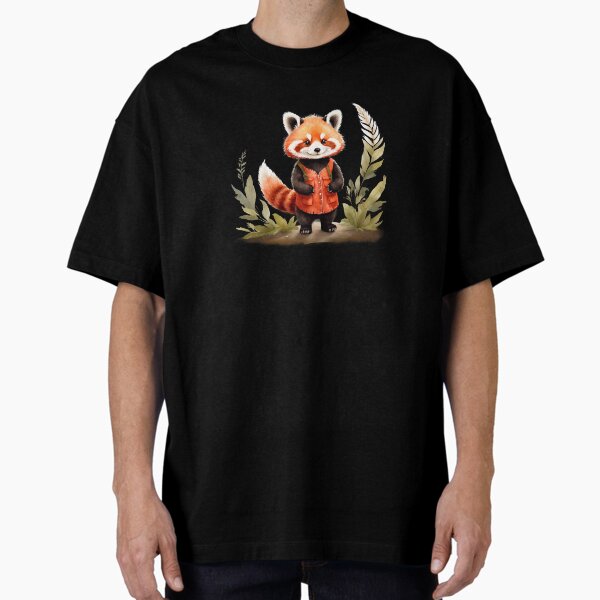  Cute red panda in boho outfit   Oversized T-Shirt