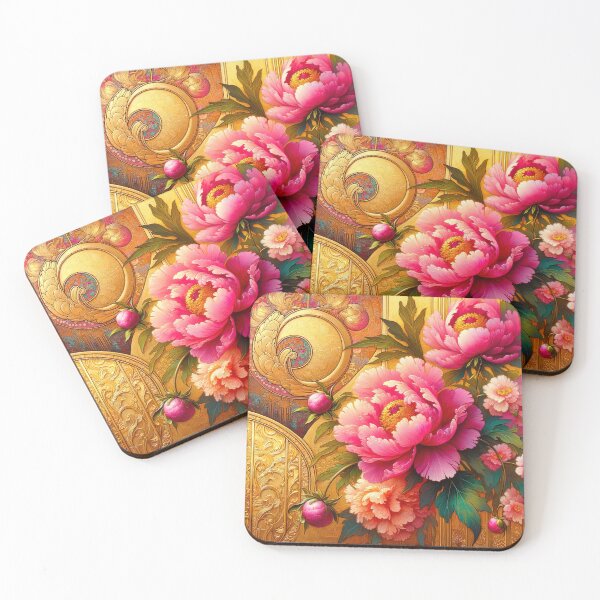 Item preview, Alphonse Mucha Pink Peonies designed and sold by maniacfitness.