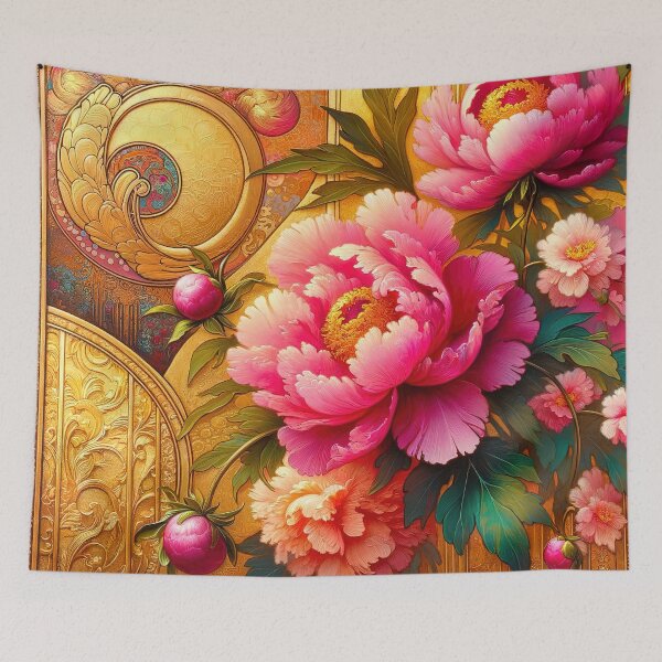 Item preview, Alphonse Mucha Pink Peonies designed and sold by maniacfitness.