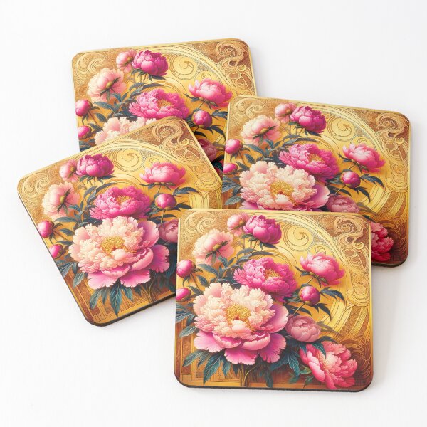 Item preview, Pink Peonies Alphonse Mucha designed and sold by maniacfitness.