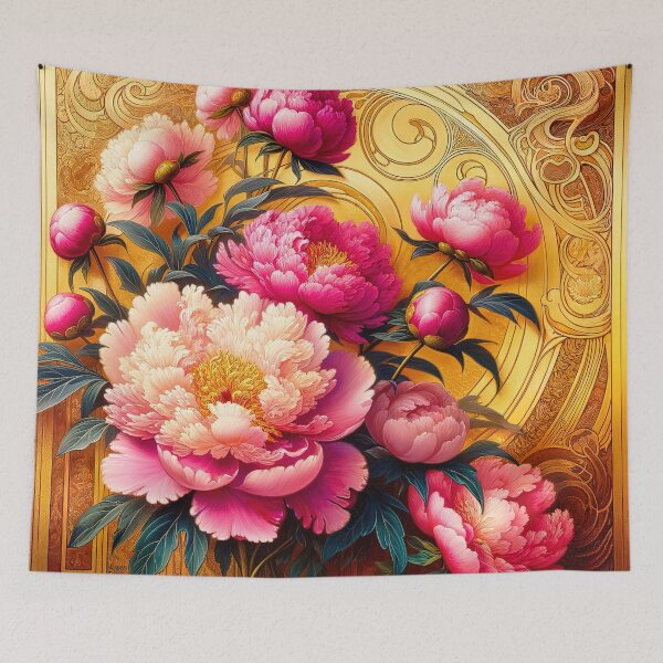 Item preview, Pink Peonies Alphonse Mucha designed and sold by maniacfitness.