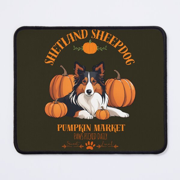 Item preview, Pumpkin Market: shetland sheepdog with Pumpkins and Seasonal Text designed and sold by GoodyPaws.