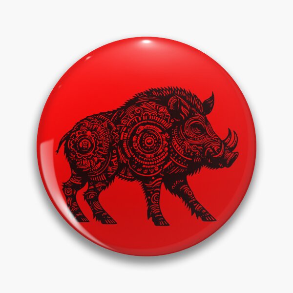 Artikelvorschau, Wild Boar Artwork in Slavic Style | Black and White Animal Print for Home Decor | Rustic Wall Art entworfen und verkauft von SlavicFolk.