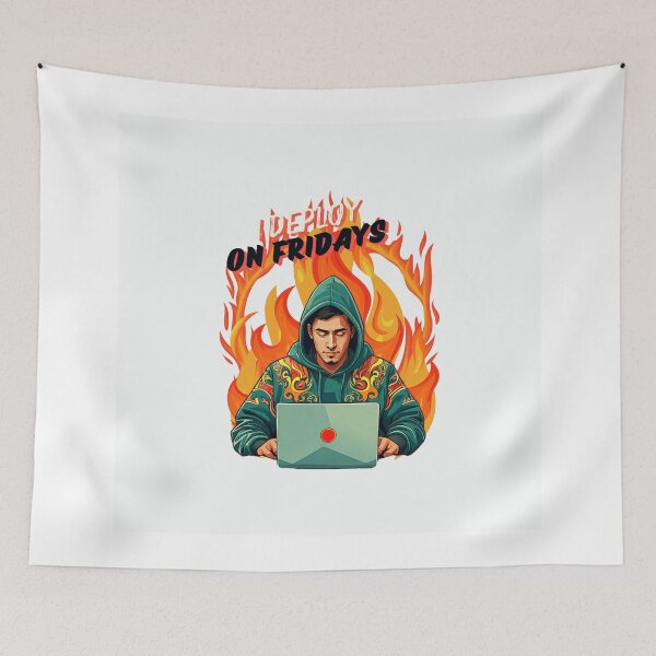 Item preview, I deploy on fridays funny programmer laptop stickers designed and sold by codepuns.
