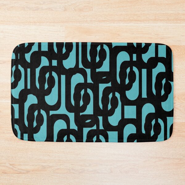 Item preview, Mid Century Modern Turquoise and Black Loop Pattern designed and sold by kierkegaard.