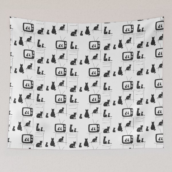 Item preview, Cat TV - Cats Watching TV, black and white cats designed and sold by abeautifulife.