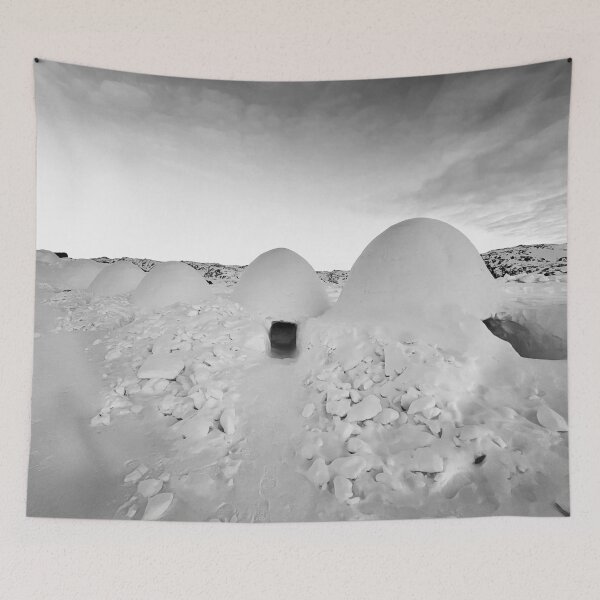 Item preview, Arctic Igloo Adventure In Greenland Black & White designed and sold by GraTEEtude.
