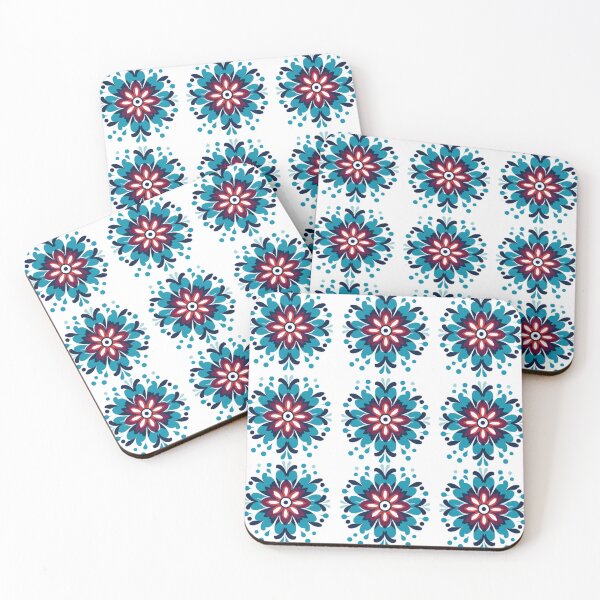 Item preview, Set of Flower Stickers in Folk Style - Blue and Red Flower Design designed and sold by SlavicFolk.
