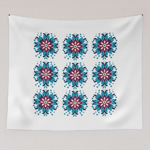 Item preview, Set of Flower Stickers in Folk Style - Blue and Red Flower Design designed and sold by SlavicFolk.