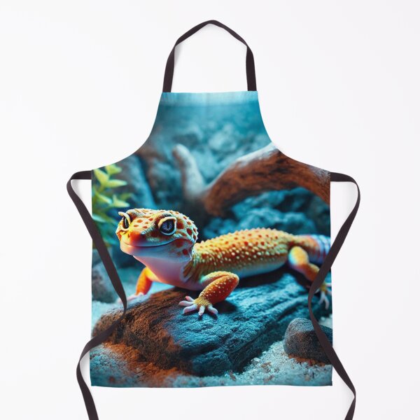 Aperçu de l'œuvre Gecko léopard Tangerine Tremper dans un enclos éclairé en bleu créée et vendue par NocturnalNook.
