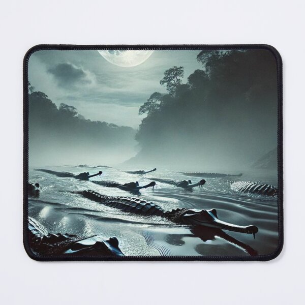 Item preview, Night Hunt: Gharials in Moonlit River designed and sold by NocturnalNook.