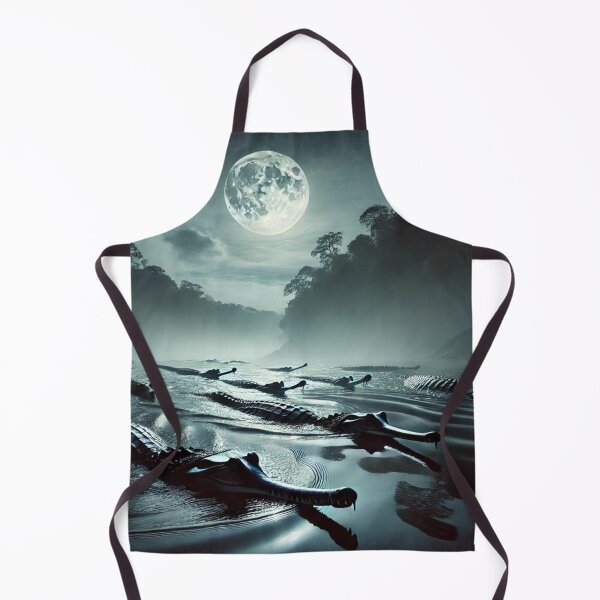 Item preview, Night Hunt: Gharials in Moonlit River designed and sold by NocturnalNook.