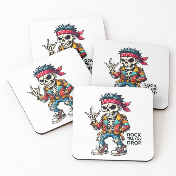 Item preview, Rock Till You Drop - Skeleton Rocker Sticker designed and sold by UA-t-shirts.