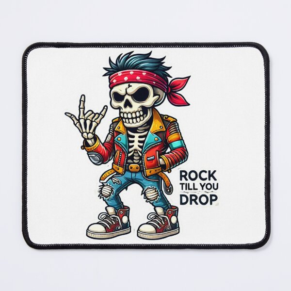 Item preview, Rock Till You Drop - Skeleton Rocker Sticker designed and sold by UA-t-shirts.