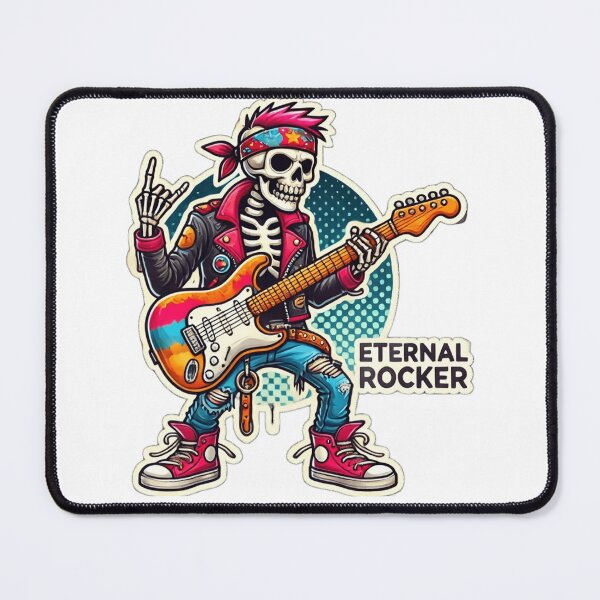 Item preview, Eternal Rocker Skeleton with Electric Guitar designed and sold by UA-t-shirts.
