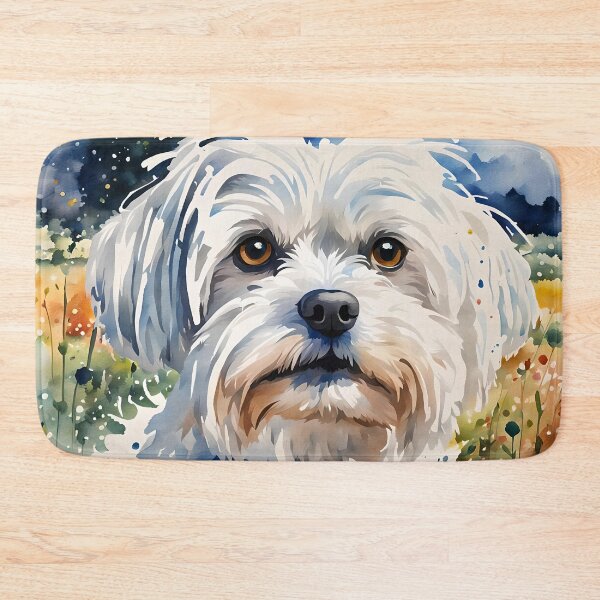 Maltese Dog Breed Pet Portrait Bath Mat