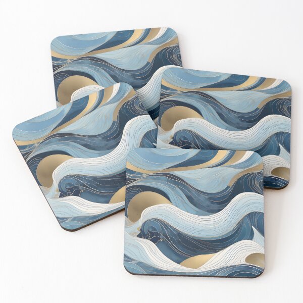 Item preview, Blue Gold Ocean Currents Pattern designed and sold by Mais80.