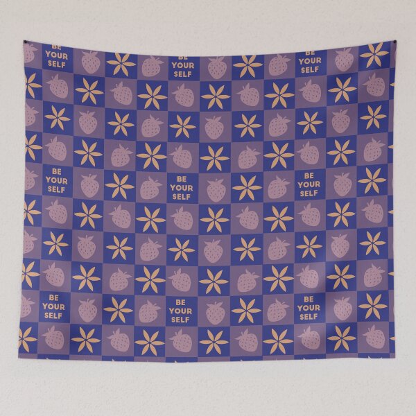 Item preview, Be Yourself, Modern Ethnic Flowers Strawberries Seamless Geometrical Pattern designed and sold by Dalia Bieliūnaitė.