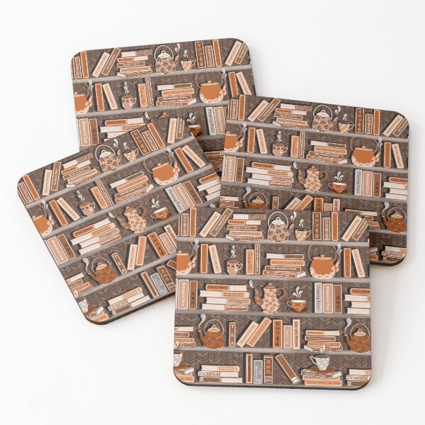 Item preview, Novel TEA Bookshelf Pattern - Orange Browns designed and sold by TigaTiga.