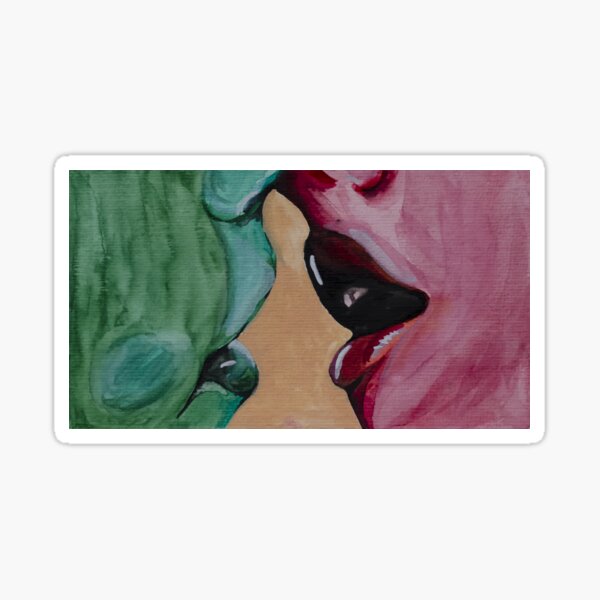 ArtPrint Kisses PINK & GREEN Sticker