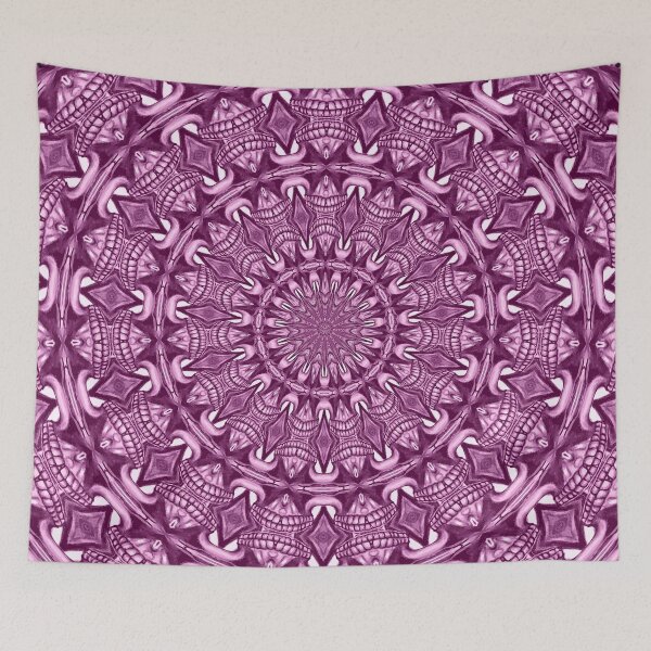 Item preview, Zentangle Tribal Monochrome Mandala 4 - Magenta Pink designed and sold by taiche.