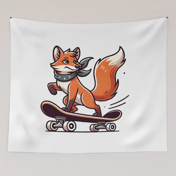Item preview, Mischievous Fox Riding a Skateboard in Vector Style designed and sold by Pattamo1.
