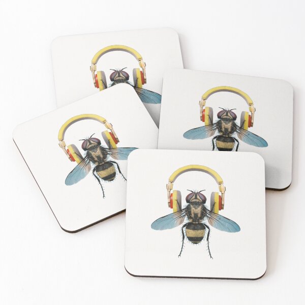 Item preview, Fly listening to music with headphones designed and sold by 2Blue-Dots.