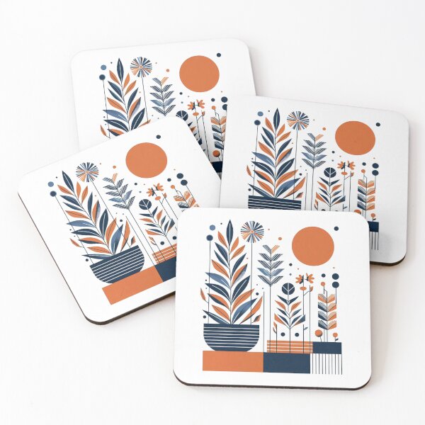 Item preview, Plant Pots Sunrise trees colorful line Art   designed and sold by Nanthanon.
